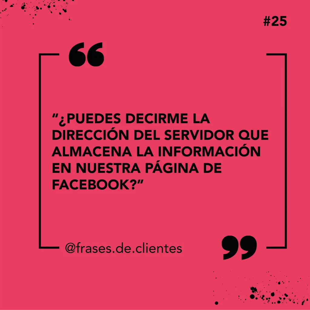 ¿Puedes decirme la dirección del servidor que almacena la información en nuestra página de facebook?